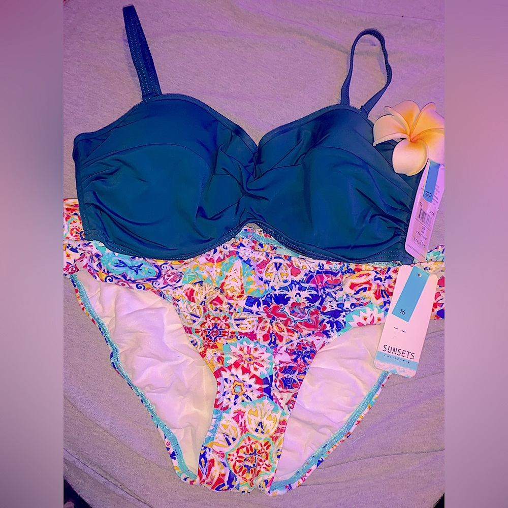 2piece set solid & floral XL